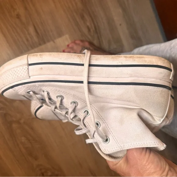 Converse Chuck Taylor High Platform Top Sneakers White Canvas Womens 8.5 Classic - Picture 12 of 15